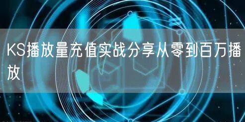 KS播放量充值实战分享从零到百万播放