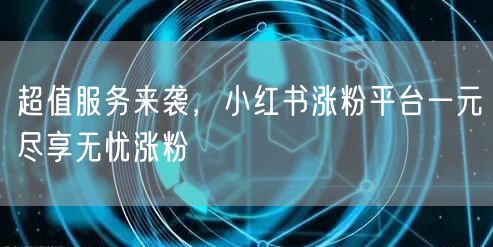 超值服务来袭，小红书涨粉平台一元尽享无忧涨粉