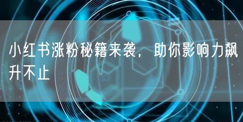 小红书涨粉秘籍来袭，助你影响力飙升不止