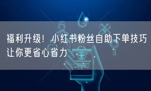 福利升级！小红书粉丝自助下单技巧让你更省心省力