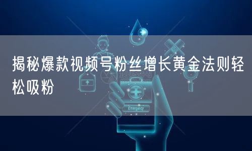 揭秘爆款视频号粉丝增长黄金法则轻松吸粉