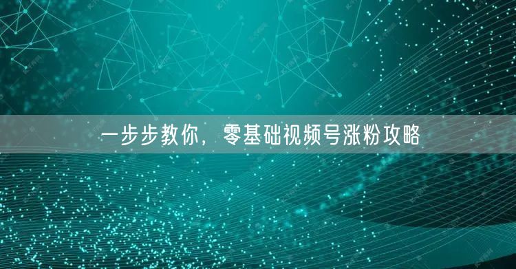 一步步教你，零基础视频号涨粉攻略