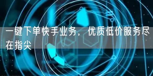 一键下单快手业务，优质低价服务尽在指尖