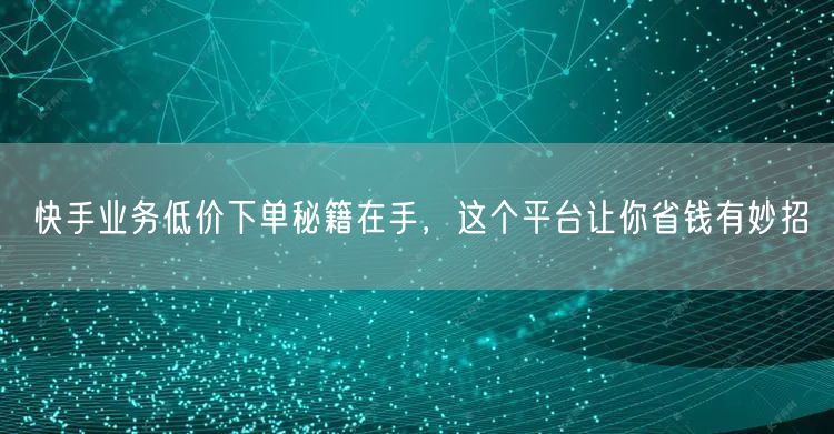 快手业务低价下单秘籍在手，这个平台让你省钱有妙招