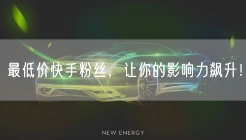 最低价快手粉丝，让你的影响力飙升！